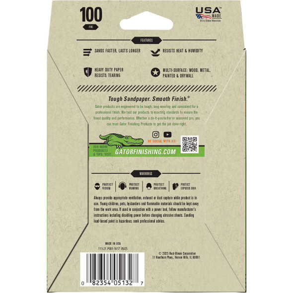 Gator 4.5 In. x 5.5 In. 100-Grit Aluminum Oxide Sandpaper Sheet (25-Pack) 5132 309254