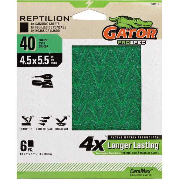 Gator Reptilian 40-Grit Sanding Sheet (6-Pack) 391111