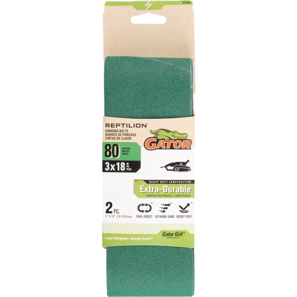 Gator 3 In. x 18 In. 40-Grit Premium Sanding Belt (2-Pack) 391004