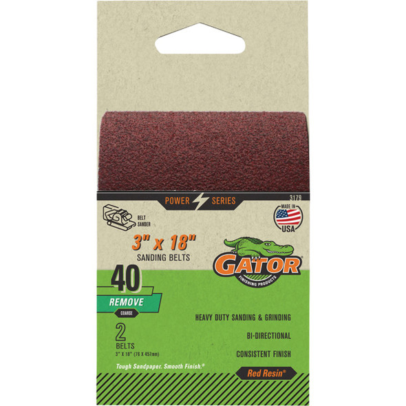 Gator 3 In. x 18 In. 40-Grit Aluminum Oxide Sanding Belt (2-Pack) 3179
