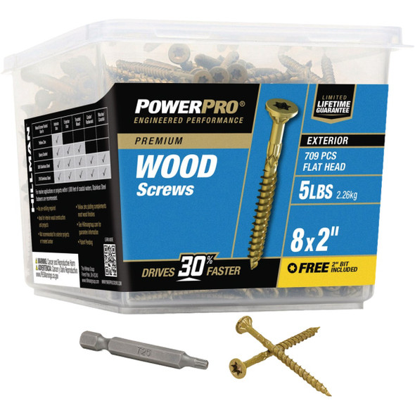 Hillman PowerPro #8 x 2 In. Premium Exterior Wood Screw (141-Count) 48597V4
