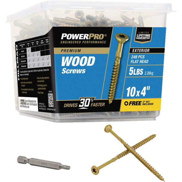 Hillman PowerPro #10 x 4 In. Premium Exterior Wood Screw (248-Count) 48615V4