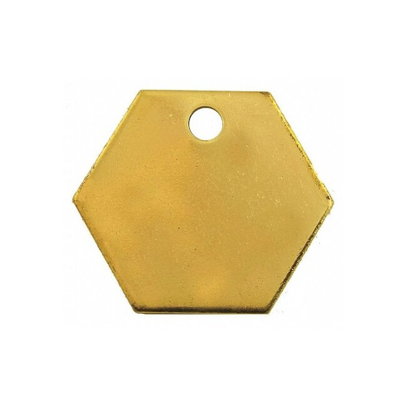 Blank Tag, Brass, 1 1/4 in H x 1 1/4 in W, Yellow, Octagon, 100 PK