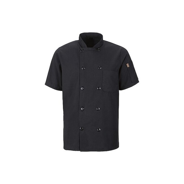 Red Kap Chef Coat,2XL,Black 046XBK SS XXL