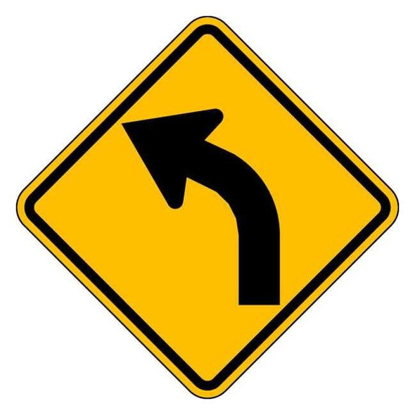 Left Curve Traffic Sign, 12 in Height, 12 in Width, Aluminum, Diamond, No Text