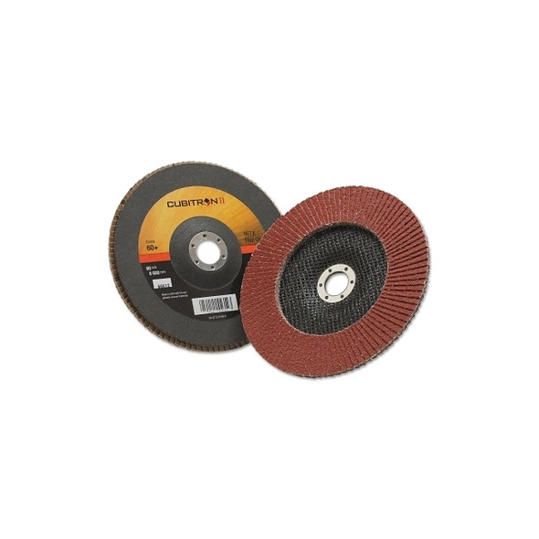 Cubitron II™ Flap Disc 967A, 7 in dia, 60 Grit, 7/8 in Arbor, 8,600 RPM, Type 27