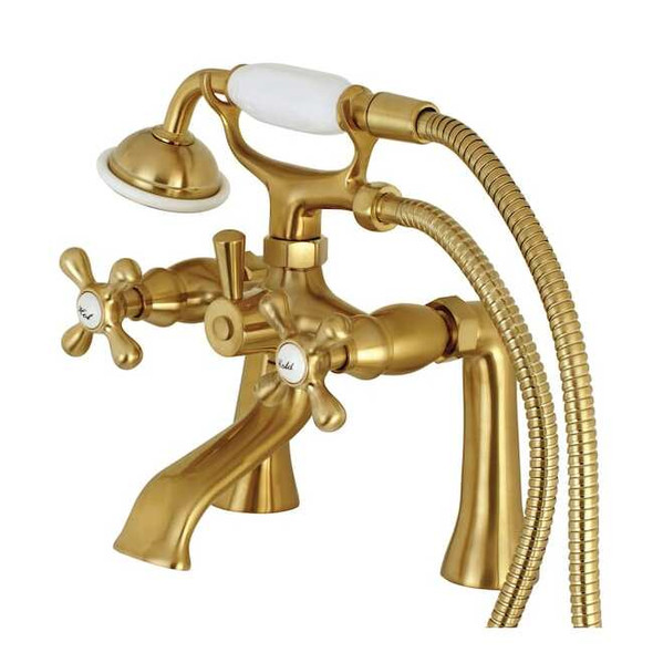 Kingston Brass Deck-Mount Clawfoot Tub Faucet, Brushed Brass, Deck Mount KS268SB