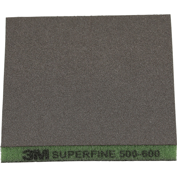 3M Two-Sided Sanding Sponge 23810, 124mm x 98mm (4.8in x 3.8in) Superfine 500-600 Green 23810