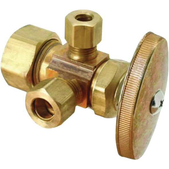 BrassCraft 5/8 In. x 3/8 In. x 3/8 In. Brass Dual Outlet Stop Valve CR1901LRX RD