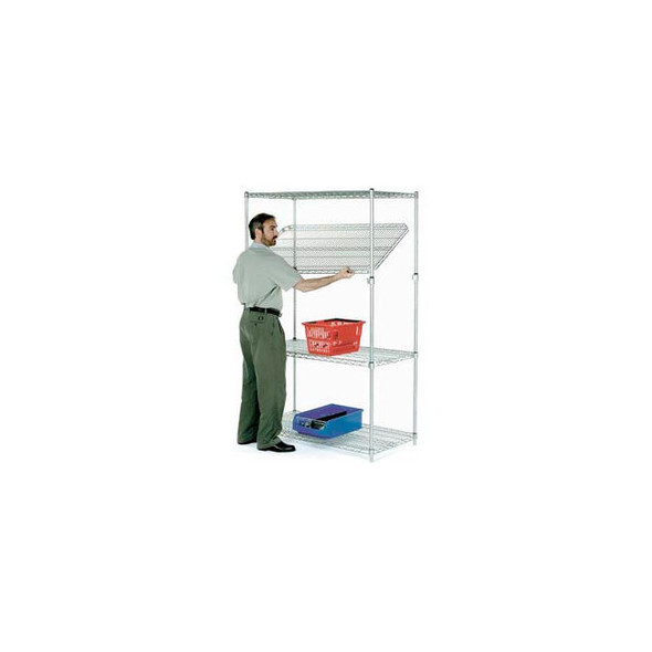 Nexel 4 Shelf Chrome Quick Adjust Wire Shelving Unit Starter 36""W x 14""D x 96"