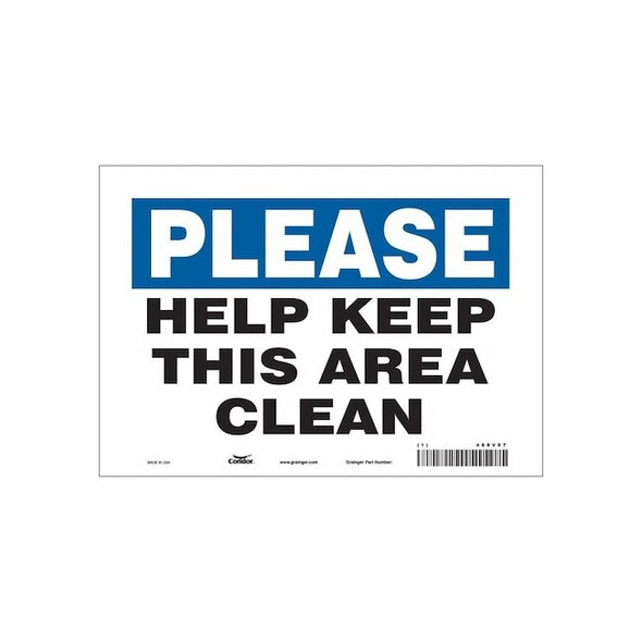 HELP KEEP THIS ROOM CLEAN, 10 in W x 7 in H, Vertical Rectangle, Vinyl, 468V87