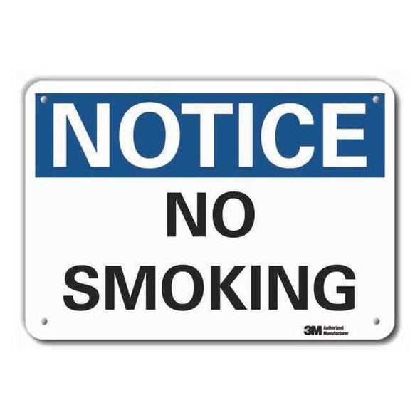 No Smoking Sign, 7" H, 10" W,  Vertical Rectangle, English, LCU5-0079-RA_10x7