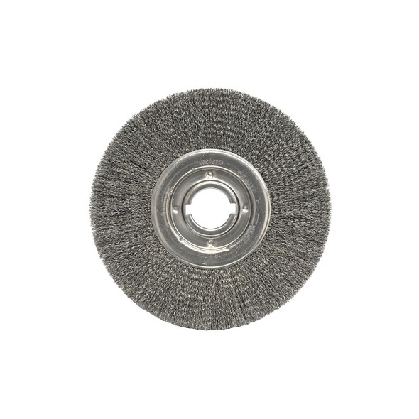 Medium Crimped Wire Wheel, 12 in D x 1 1/4 in W, .014 in Steel Wire, 3,600 rpm