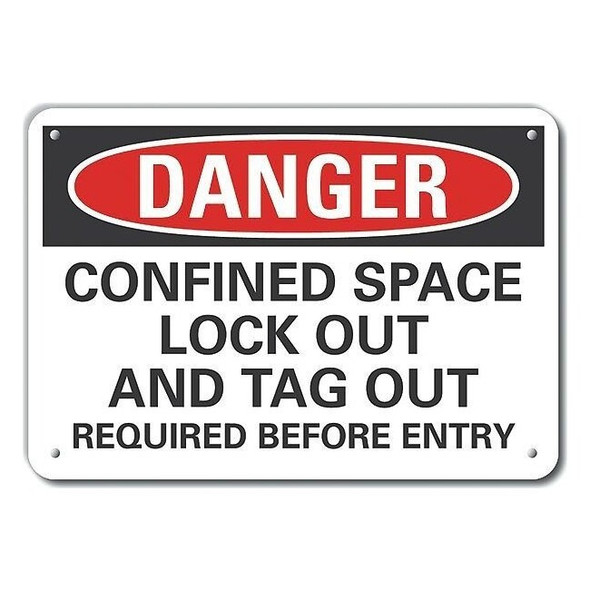 Lyle Decal,Danger Confined Space,14x10", LCU4-0667-NP_14X10 LCU4-0667-NP_14X10