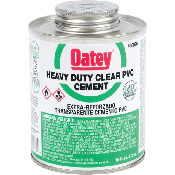 30876 Oatey Pipe Cement,16 oz,PVC heavy duty clear cement