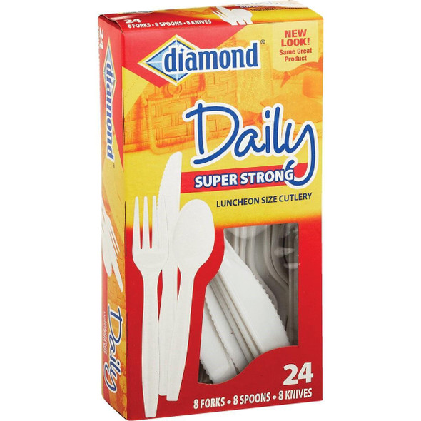 4142600048 Diamond Heavy-Duty Plastic Cutlery Set (24-Piece)