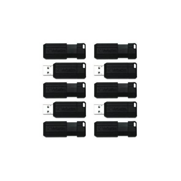 Verbatim® Pinstripe Usb 2.0 Flash Drive, 32 Gb, Black, 10/pack 70062