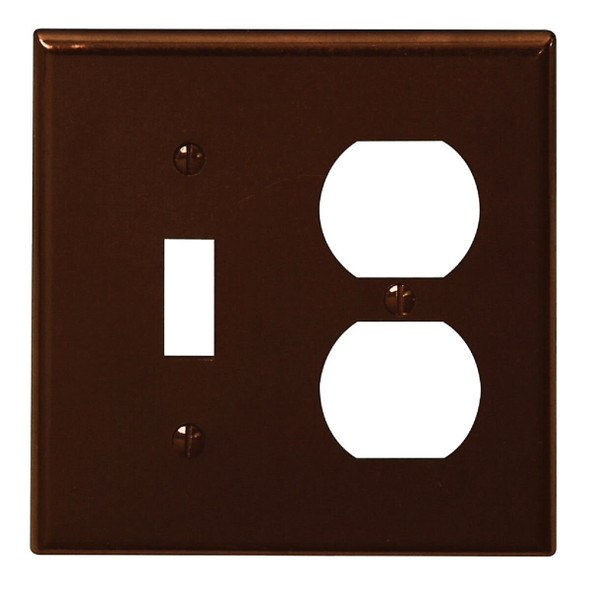 001-85005 Leviton 2-Gang Plastic Single Toggle/Duplex Outlet Wall Plate, Brown