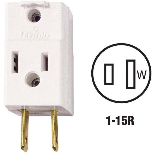008-00531-00W Leviton White 15A 3-Outlet Cube Tap