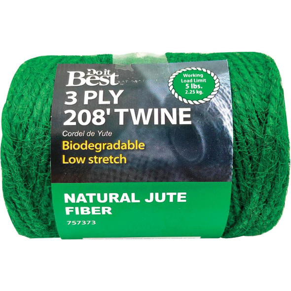 757373 3-Ply x 208 Ft. Green Jute Biodegradable Twine