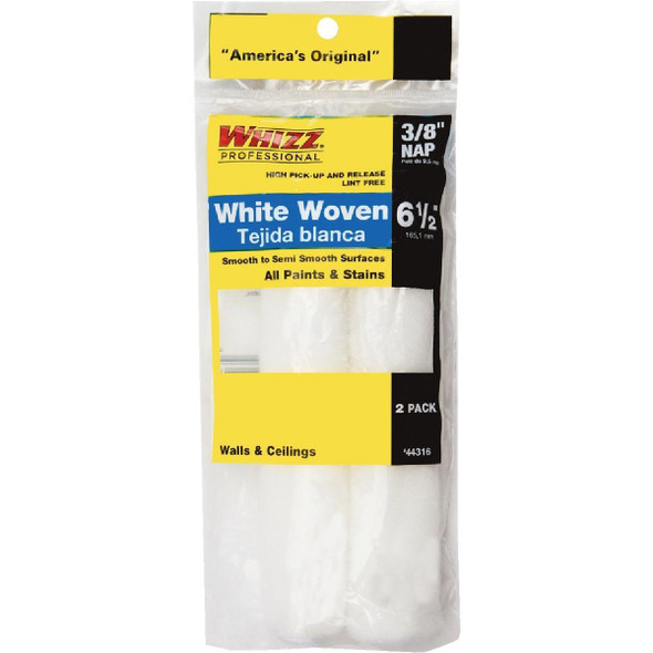 44316 Whizz 6-1/2 In. x 3/8 In. White Woven Fabric Roller Cover (2-Pack)