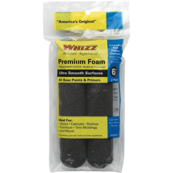 54064 Whizz Roller System 6 In. x 1/4 In. Premium Black Foam Mini Roller Cover (2-Pack)