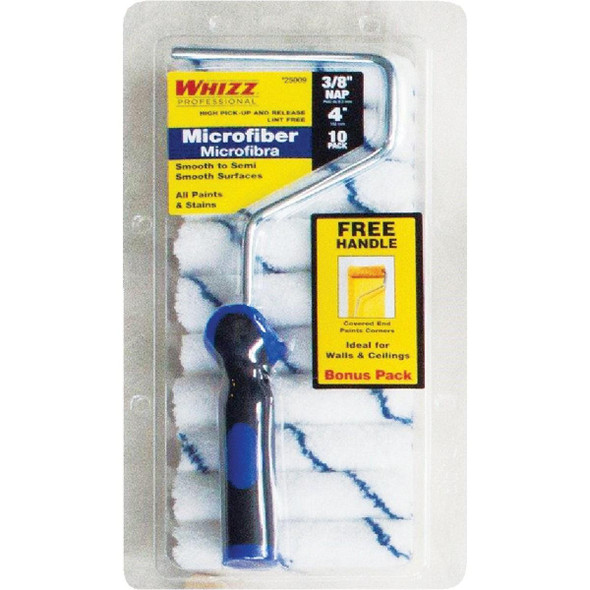 25009F Whizz Xtra Sorb 4 In. x 3/8 In. Smooth To Semi-Smooth Paint Roller Cover & Frame, (10-Pack)