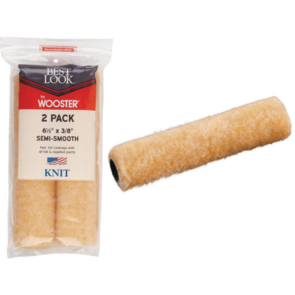 DR484-6 1/2 Best Look By Wooster 6-1/2 In. x 3/8 In. Mini Knit Fabric Roller Cover (2-Pack)