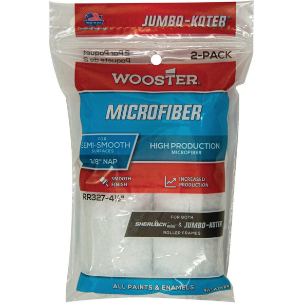 RR327-4 1/2 Wooster Jumbo-Koter 4-1/2 In. x 3/8 In. Mini Microfiber Trim Roller Cover (2-Pack)
