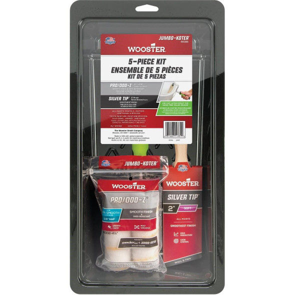RR396-4 1/2 Wooster Pro/Doo-Z FTP Mini Jumbo-Koter & Silver Tip Roller Kit (5-Piece)