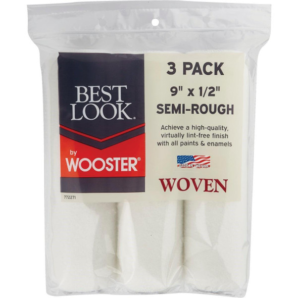 DR464-9 Best Look By Wooster 9 In. x 1/2 In. Premium Woven Fabric Roller Cover (3-Pack)