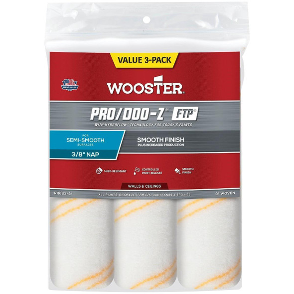 RR663-9 Wooster Pro/Doo-Z FTP 9 In. x 3/8 In. Woven Fabric Roller Cover (3-Pack)