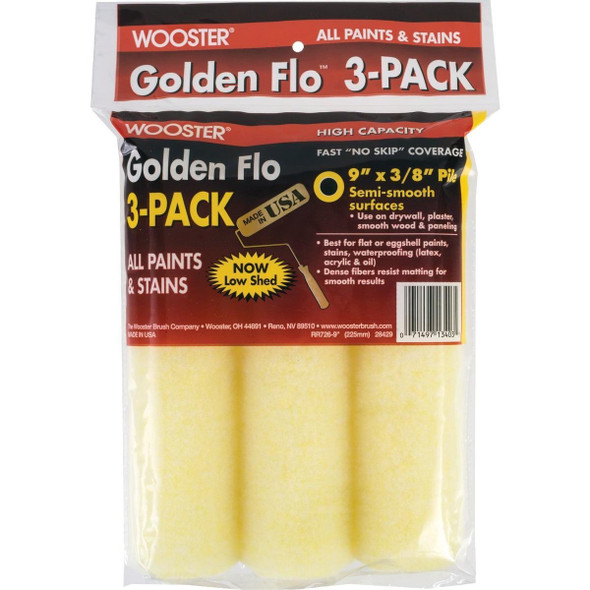RR726-9 Wooster Golden Flo 9 In. x 3/8 In. Knit Fabric Roller Cover (3-Pack)