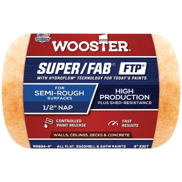 RR924-4 Wooster Super/Fab FTP 4 In. x 1/2 In. Knit Fabric Roller Cover