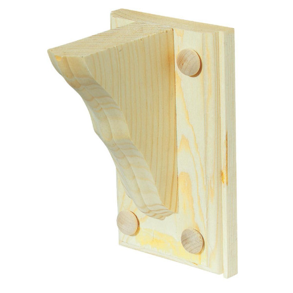 1350/TWB401FSC Waddell 4 In. D. x 6 In. H. Natural Wood Shelf Bracket with Backplate