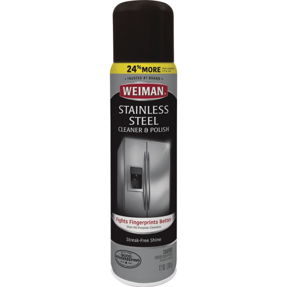 02 Weiman 12 Oz. Aerosol Stainless Steel Cleaner & Polish