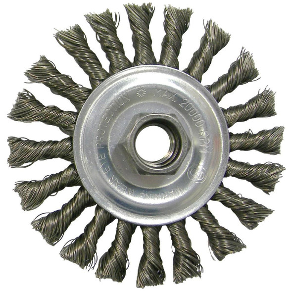 36055 Weiler Vortec 4 In. Twisted/Knotted 0.020 In. Angle Grinder Wire Wheel