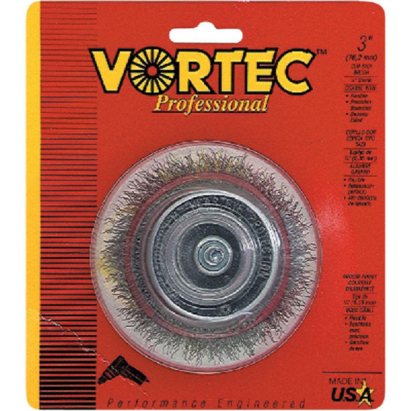 36030 Weiler Vortec 3 In. Professional Shank-Mounted Drill-Mounted Wire Brush