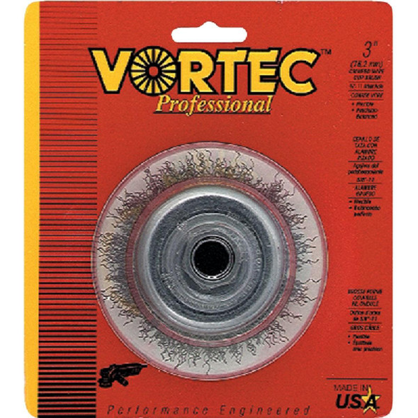 36031 Weiler Vortec 3 In. Crimped 0.014 In. Angle Grinder Wire Brush
