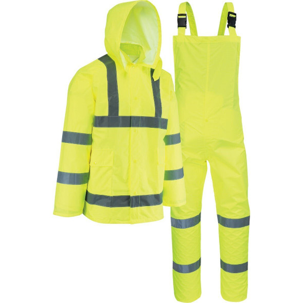 44033/XL West Chester Protective Gear XL 3-Piece Hi-Vis Yellow Rain Suit