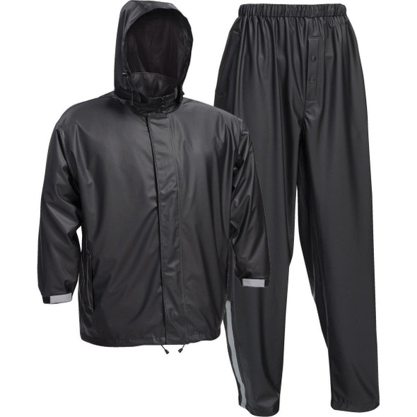44520/2XL West Chester Protective Gear 2XL 3-Piece Black Polyester Rain Suit