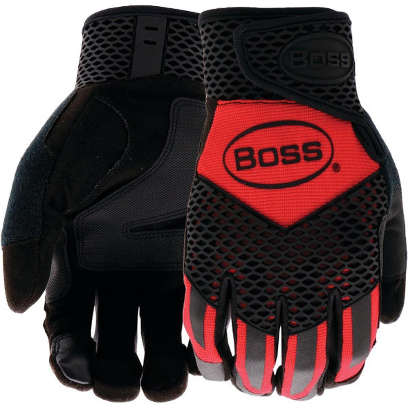 B52061-XL Boss Men's XL Synthetic Leather TPR Knuckle Work Glove