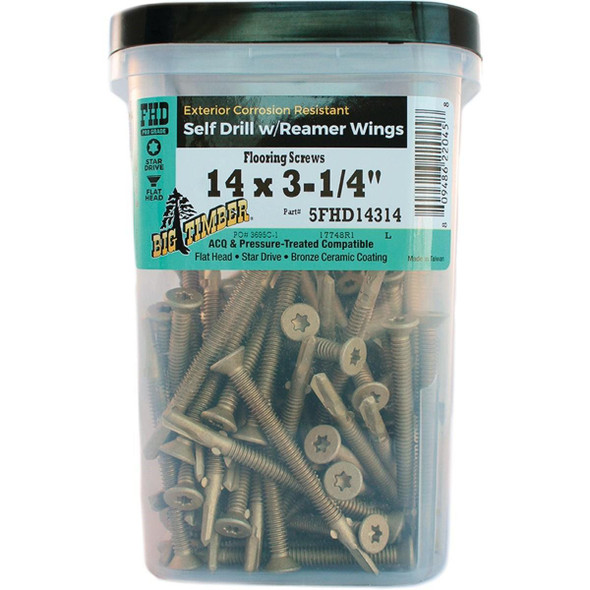 5FHD14314 Big Timber #14 x 3-1/4 In. Flat Head Self-Drilling Bronze Reamer Screw (150 Ct., 5 Lb.)