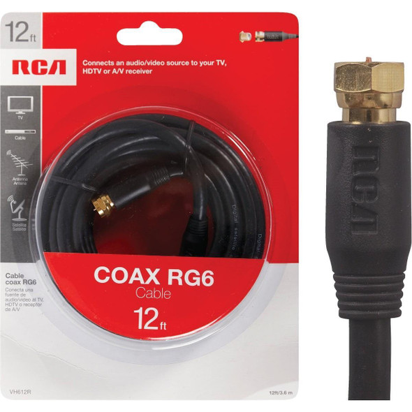 VH612R RCA 12 Ft. Black Digital RG6 Coaxial Cable