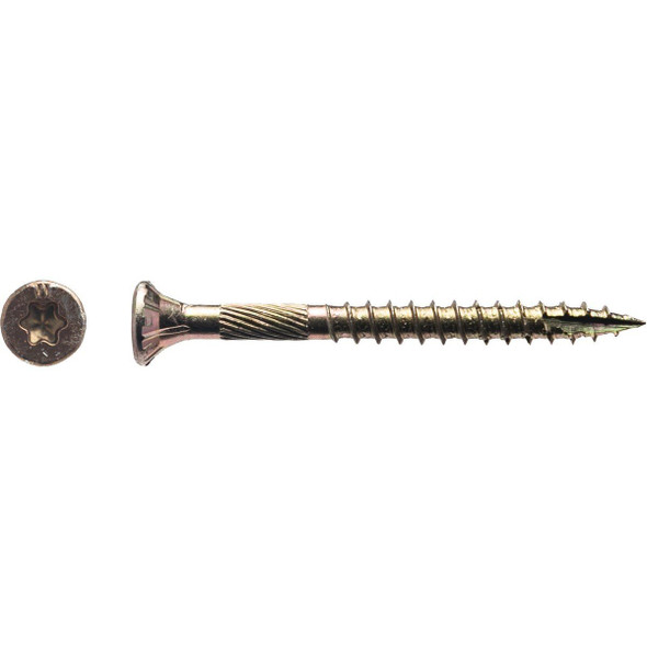 1YTX92 Big Timber #9 x 2 In. Yellow Zinc Flat Head Wood Screw (117 Ct., 1 Lb.)