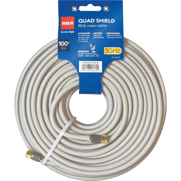 DH100QCE RCA 100 Ft. White RG6U Quad Shield Coaxial Cable