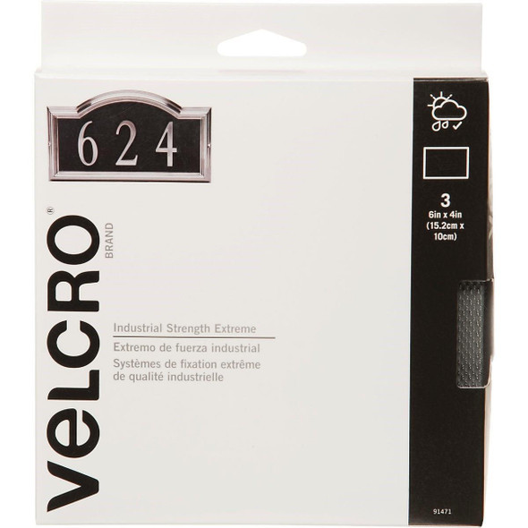 91471 VELCRO Brand Industrial Strength Extreme Black 4 In. x 6 In. Adhesive Hook & Loop Strip (3 Ct.)