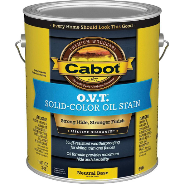 140.0006506.007 Cabot O.V.T. Solid Color Oil Exterior Stain, Neural Base, 1 Gal.