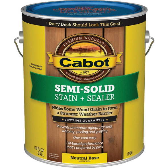 140.0017406.007 Cabot VOC Semi-Solid Deck & Siding Stain, Neutral Base, 1 Gal.