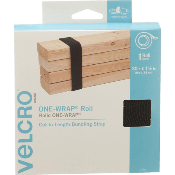 91372 VELCRO Brand One-Wrap 1-1/2 In. x 30 Ft. Black Multi-Use Hook & Loop Roll